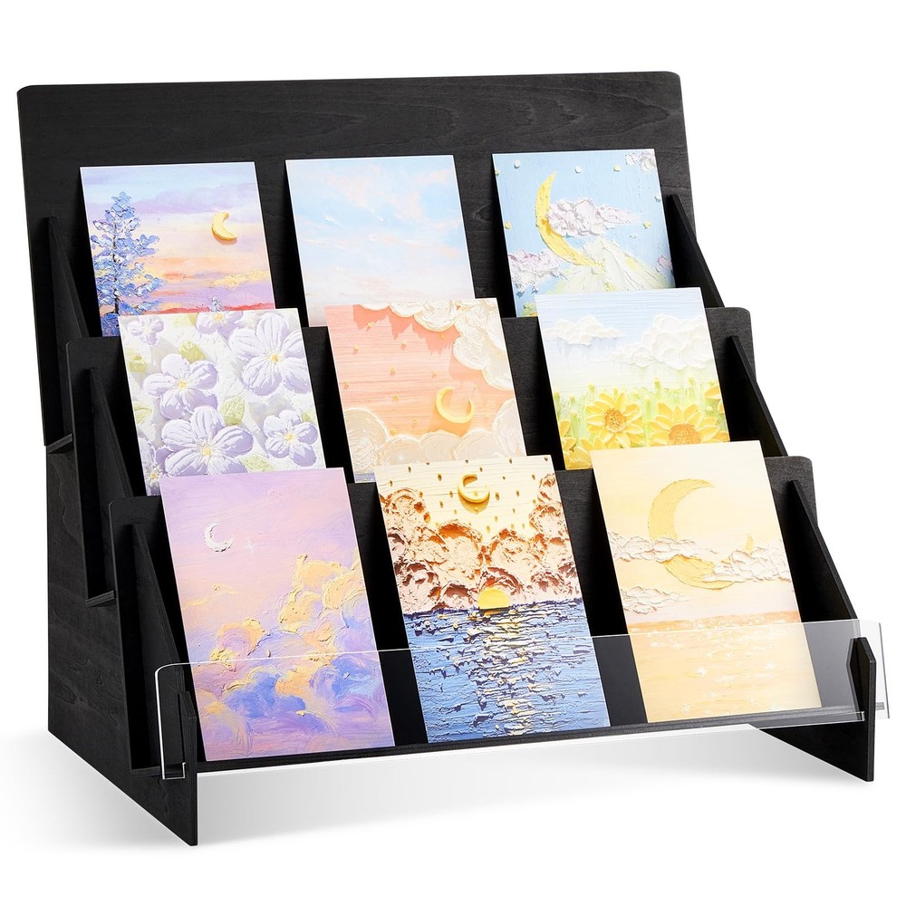 Wooden Greeting Card Display Stand Portable Sticker Holder  