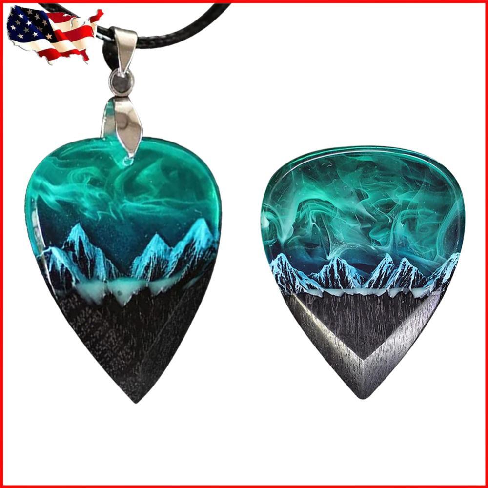 Epoxy Resin Guitar Picks Northern Lights Necklace Musician Instrument Gifts