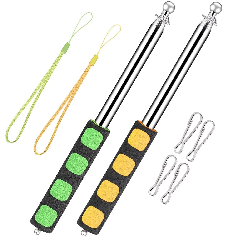 4 Ft Telescopic Flag Pole, 2 Pcs Portable Telescopic Pole for Camping with La...