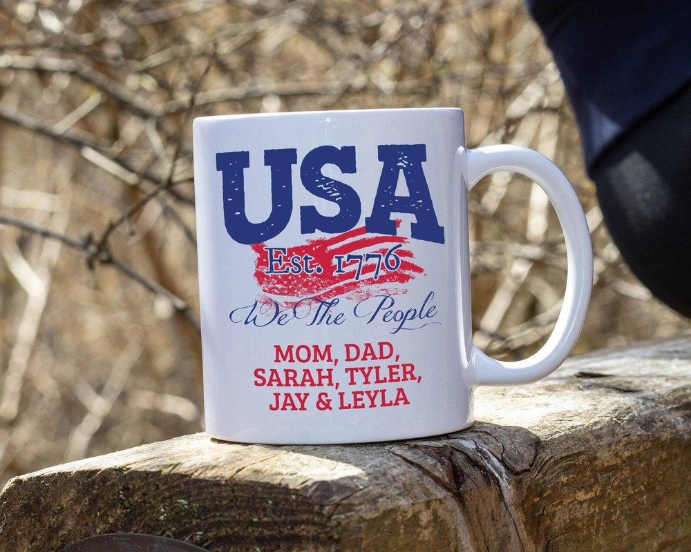 4th Of July Coffee Mug Personalized Names Coffee Mug Gift Patriotic Mug For Her