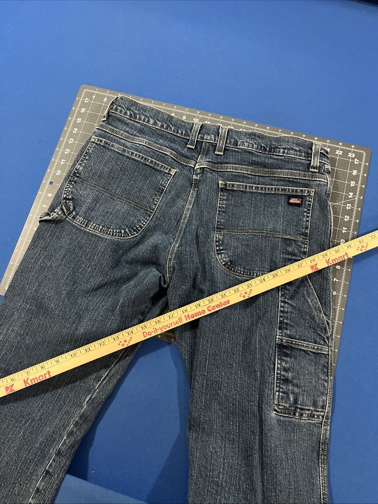 Retro Y2K Dickies Carpenter Jeans Men’s 36x30 Blue Fade Baggy Wide-Leg 100% Cotton