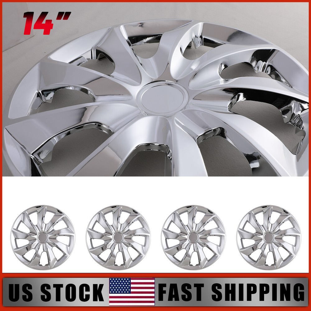 14 Inch 4Pc Snap On Chrome Wheel Rim Covers for R14 Tires