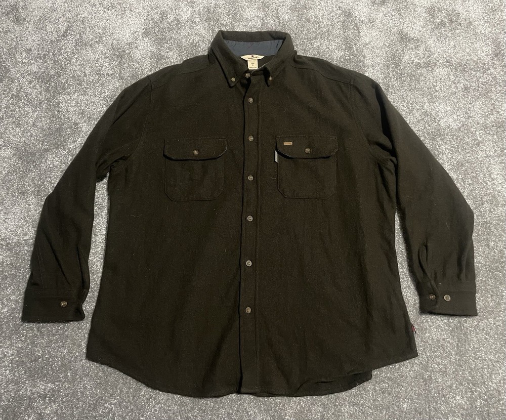 Woolrich Shirt Button Down Wool Long Sleeve Overshirt Dark Brown Size 2xl 3xl