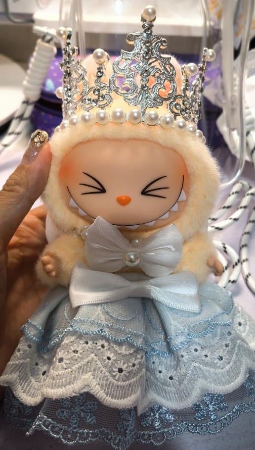 (No Dolls) Compatible Replace Clothes Blue Dress For LABUBU Crown Skirt Set