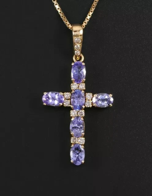 2.50 Ct Oval Cut Simulated Purple Amethyst Cross Pendant 14k Rose Gold Plated