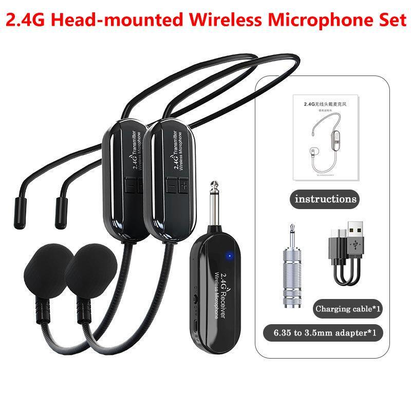 2.4g Head-mounted Wireless Lavalier Microphone Set Transmitter with Receiver