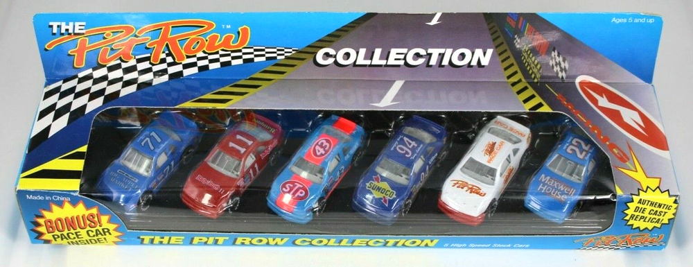 VINTAGE SET OF 6 AUTHENTIC NASCAR DIE CAST STOCK CAR REPLICAS THE PIT ROW SERIES