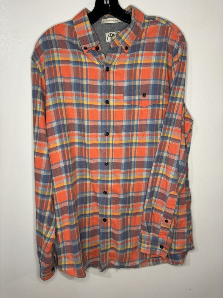 LL Bean Men's M Reg Multicolor Scotch Plaid Flannel Shirt Casual Workwear 294213