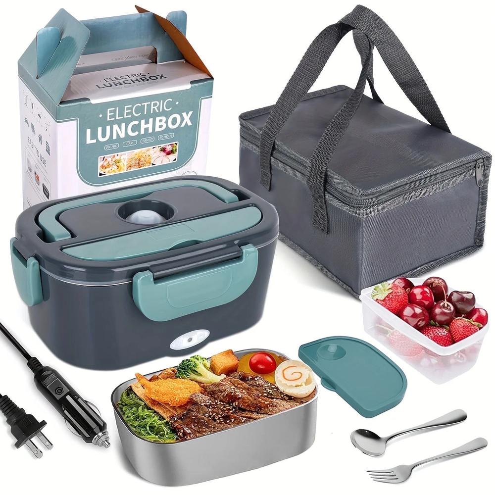 Portable 3-In-1 Electric Lunch Box Food Heater for Home and Car Use