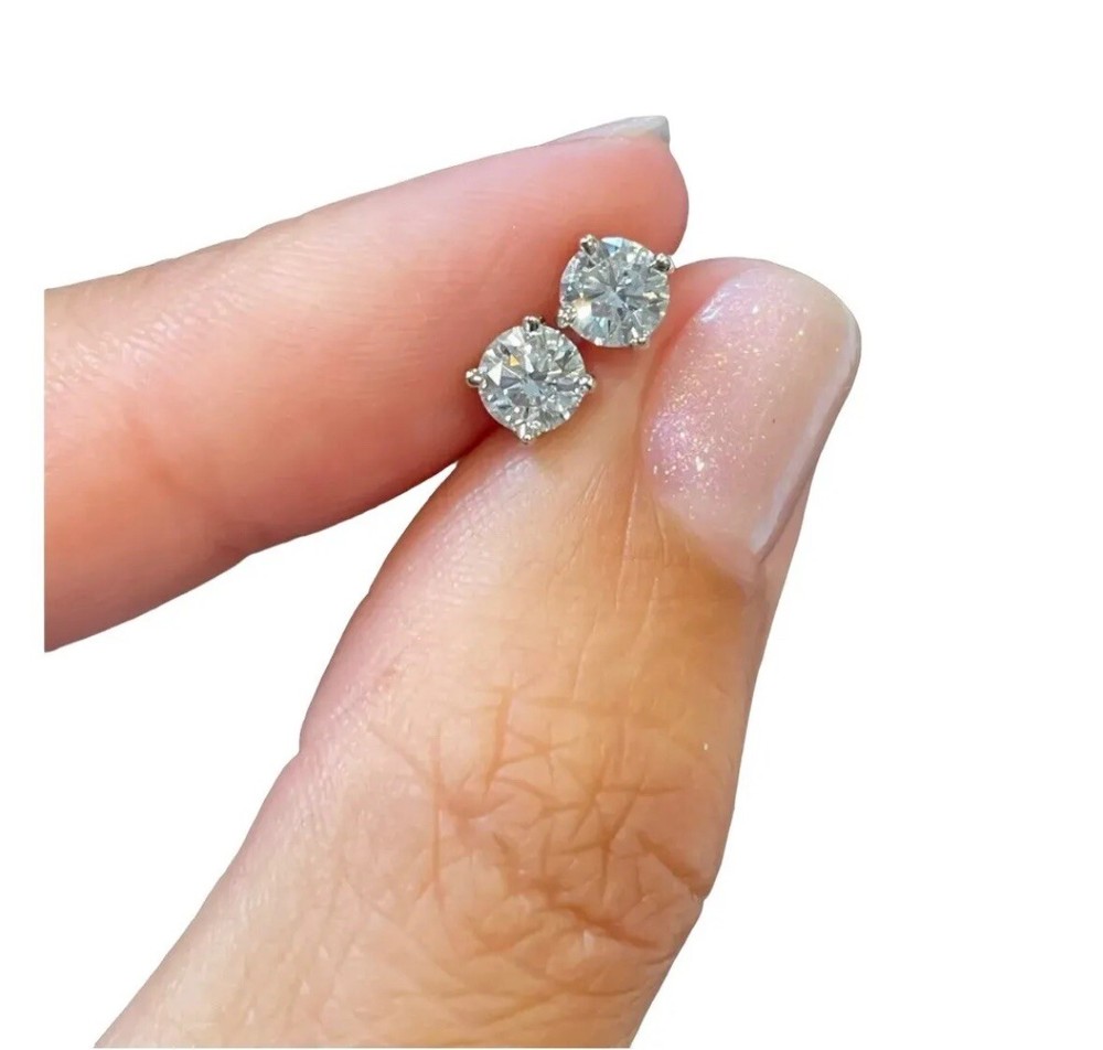 1 Ct Round VS1/FG Lab Diamond Stud Earrings in 14k White Gold