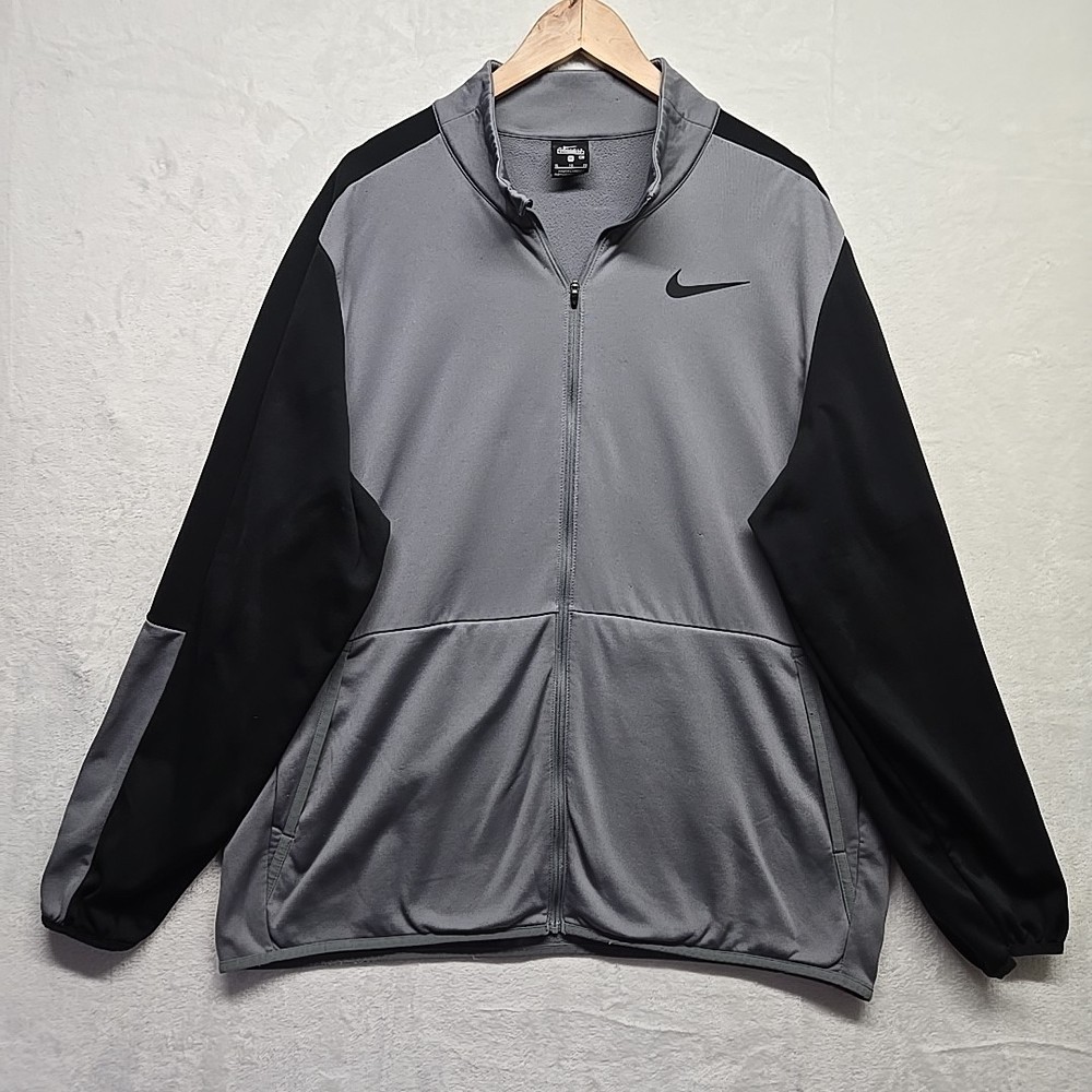 Nike Dri Fit Track Jacket Mens XL Long Sleeve Full Zip Team Black Gray Athletics