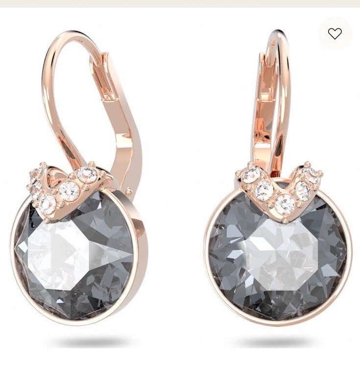 Swarovski Bella V Drop Earrings in Gray Crystal New With Tags  