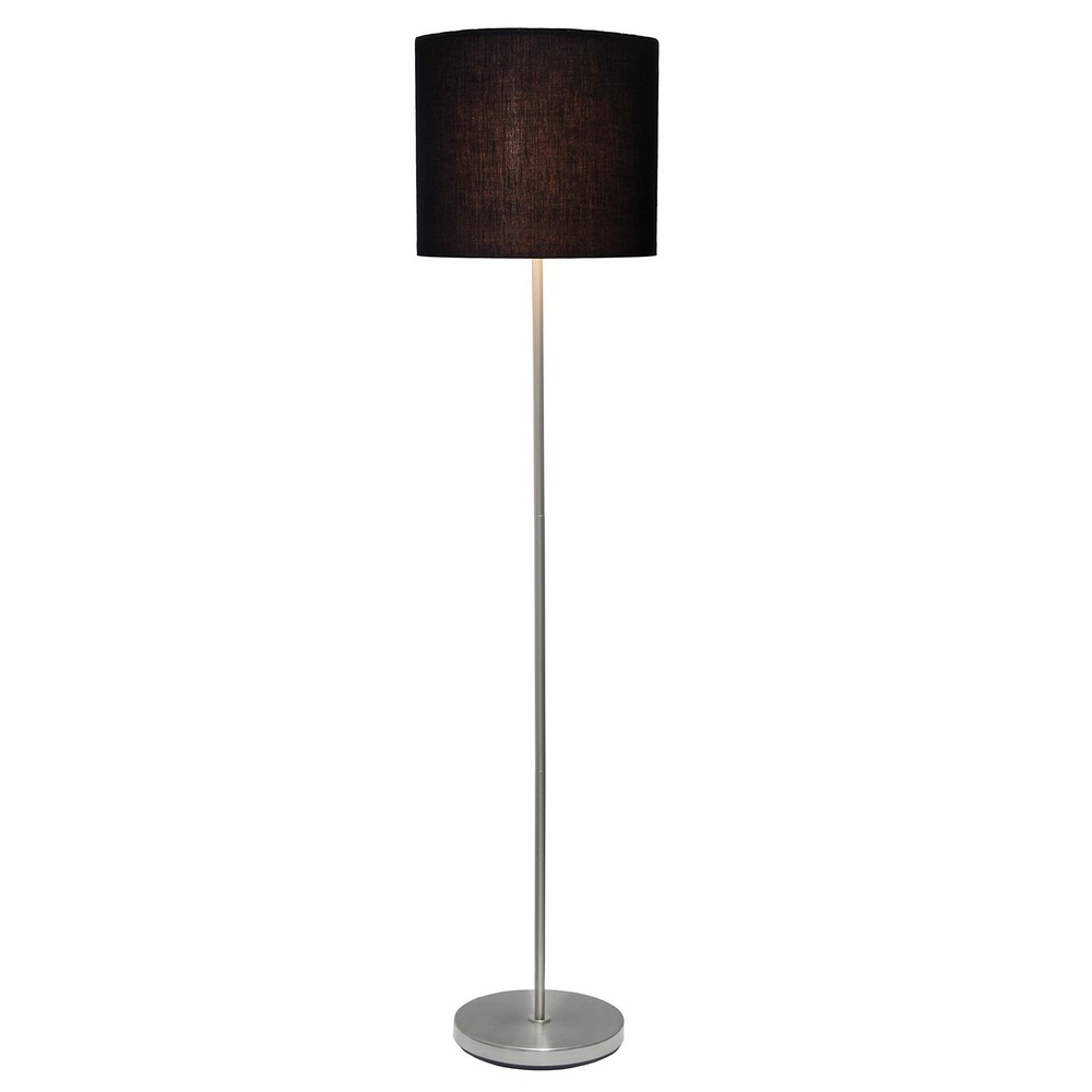 Brushed Nickel Floor Lamp with Black Drum Shade Model LF2004-BLK