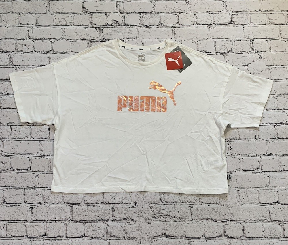 NWT Puma Floral Vibes White Cropped Women's Top Size XL