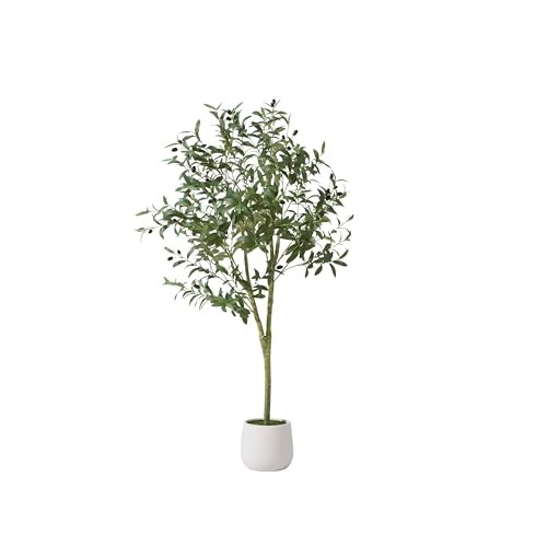 Artificial Olive Tree, 5FT Tall Faux Olive Tree with White Tall Olive - 5FT