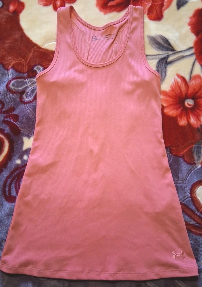 Under Armour HeatGear Women’s Pink Racerback Tank Top Size Small Fitted Athletic