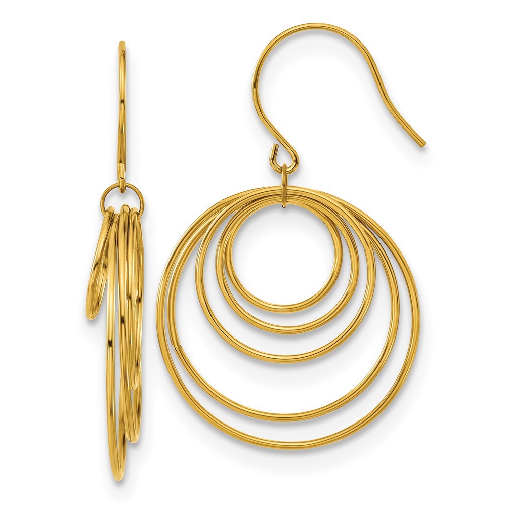 Stainless Steel Yellow IP-plated Multi-Circle Shepherd Drop & Dangle Earrings