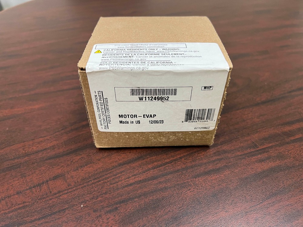 Genuine OEM - Whirlpool W11249952 Refrigerator Evaporator Fan Motor - NEW