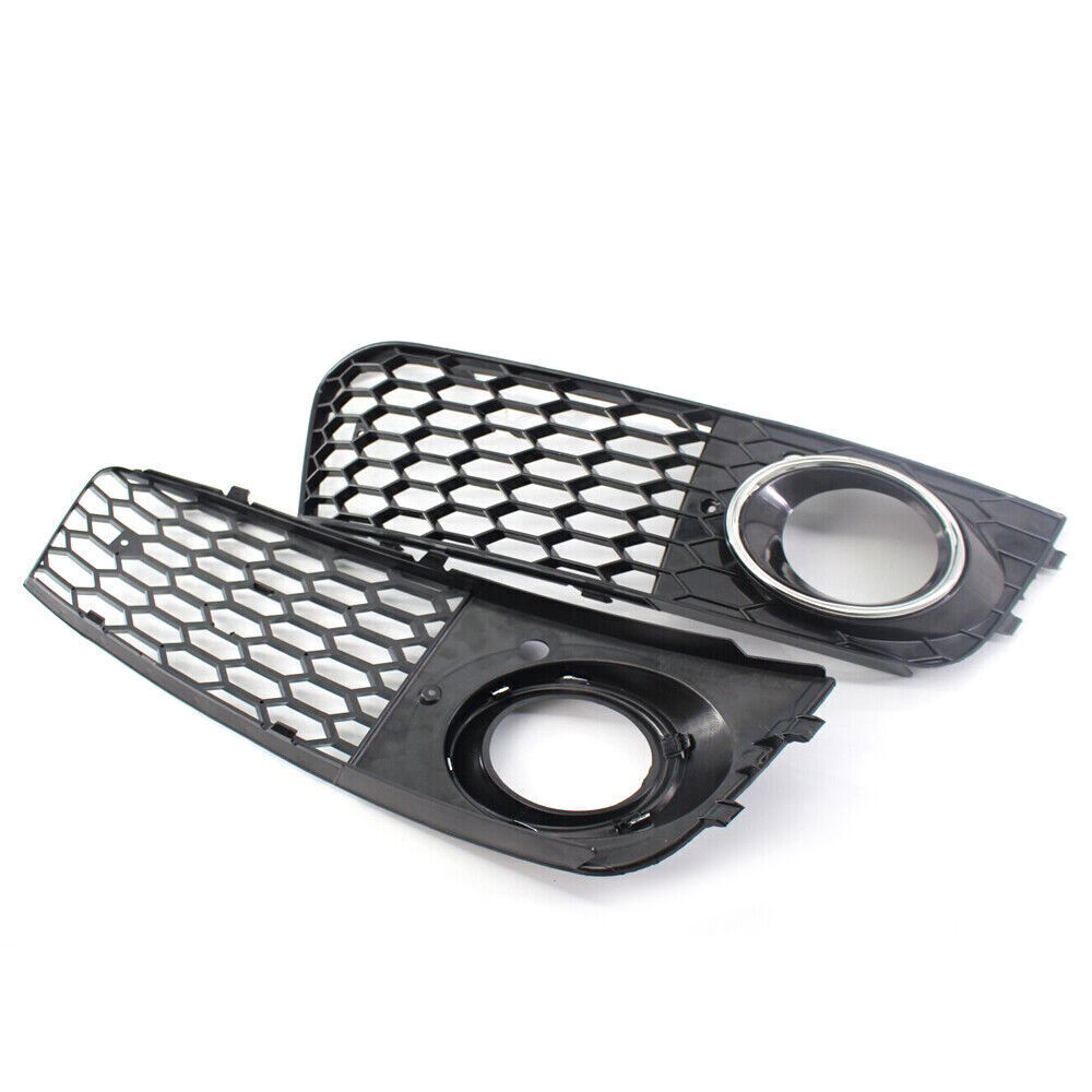 Chrome Ring Honeycomb Fog Light Cover Grille For Audi A4 B8 2009-2011 Grill PA