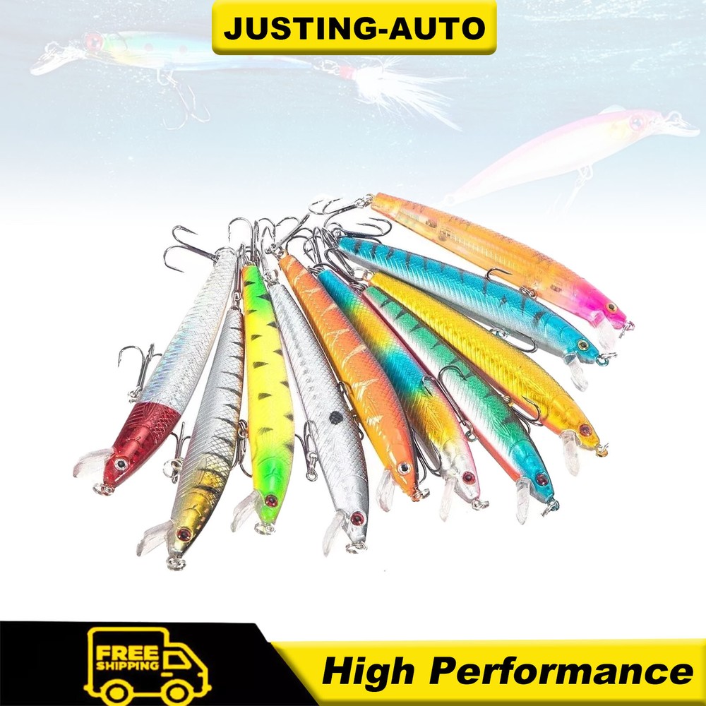 10PCS Lot Fishing Lures Crankbaits Jerkbait Minnow Hooks Crank Bait Bass Tackle