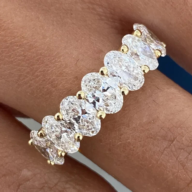 2.00CT Oval Cut Half Eternity Wedding Band Gift Ring Lab Grown Diamond 14k Gold