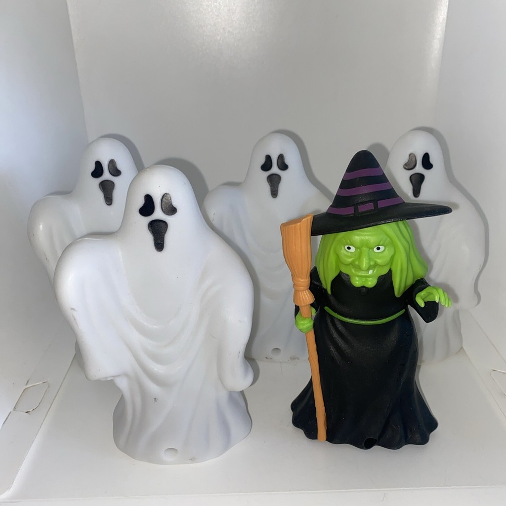 Vintage Blow Mold Plastic Ghosts and Witch Figures- Not Working