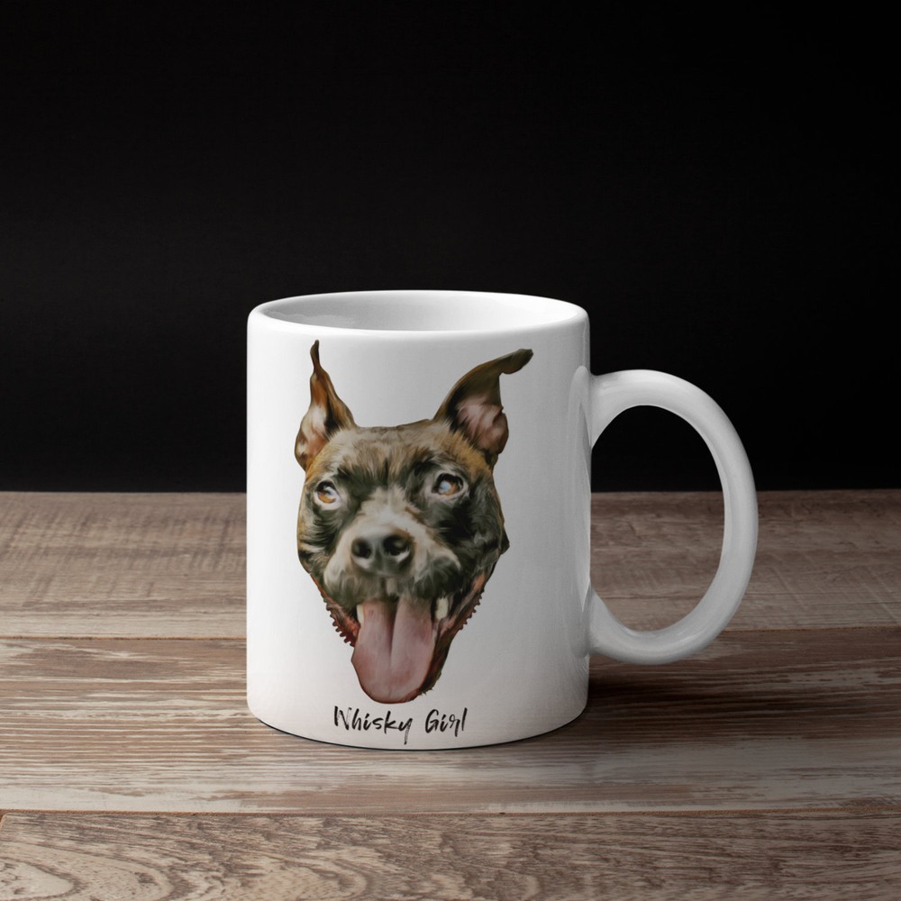 Custom Pet Portrait Mug Dog Coffee Cup Personalized Painting Mother Mom Mama Dad