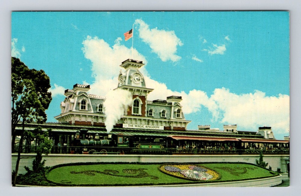 Vintage Orlando Florida Walt Disney World Railroad Entrance Postcard