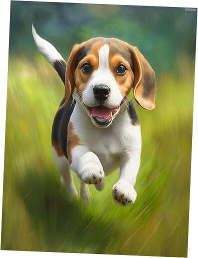 Diamond Painting Kits for Adults, Beagle is Frolicking on The Grass 5D DIY