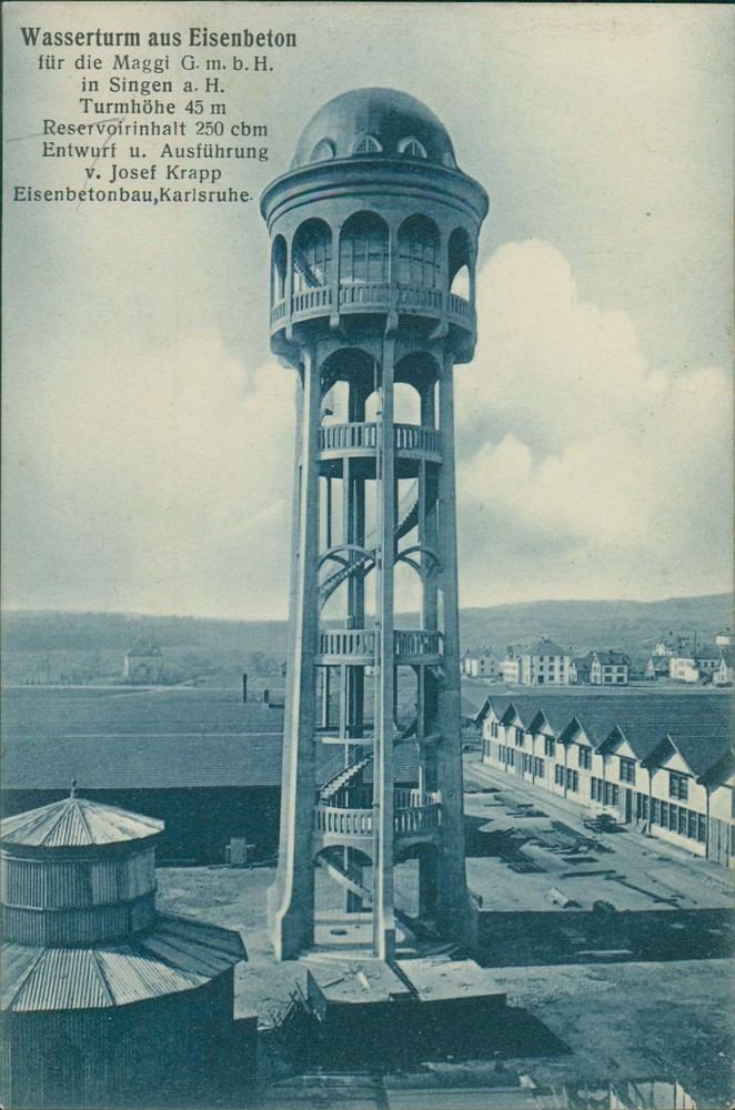 Postcard (a63) Baden-Württemberg Karlsruhe around 1910 Water Tower from Iron Bed