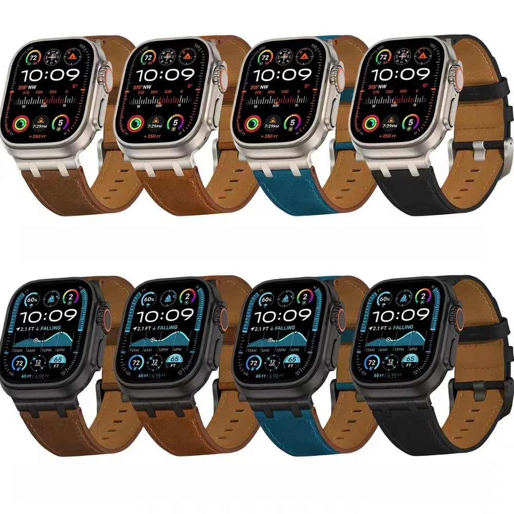 For Apple Watch Ultra 2 / Ultra 49mm Genuine Cowhide Leather Band Wrist Strap