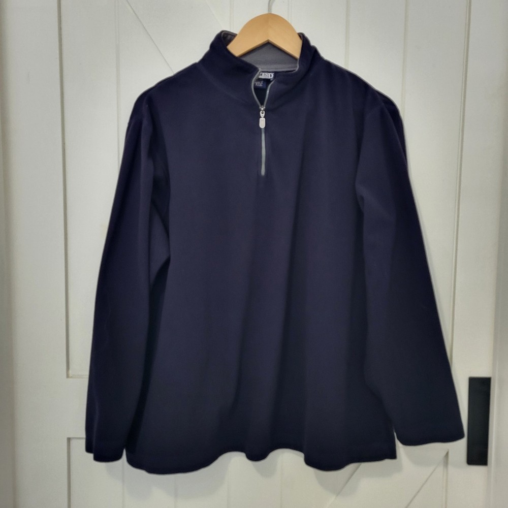 Lands' End Lightweight Fleece Quarter Zip Pullover Women's XL 18-20 Navy Blue