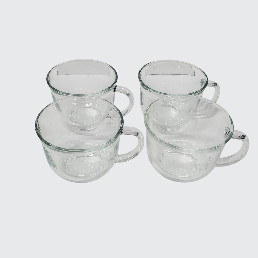 4-Piece Clear Glass Coffee Tea Punch Bowl Set with Handles