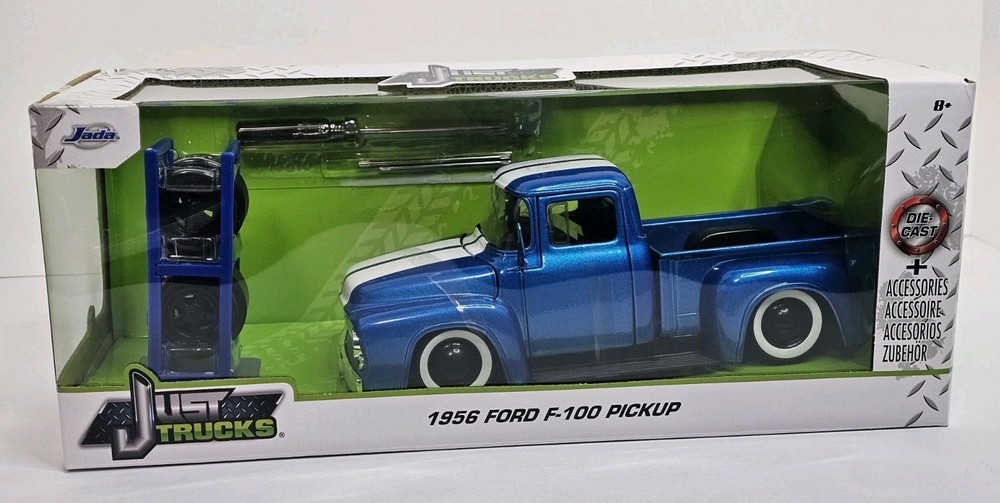 Jada Just Trucks 1956 Ford F-100 Pickup DieCast NX Solid Blue w Spare Wheels