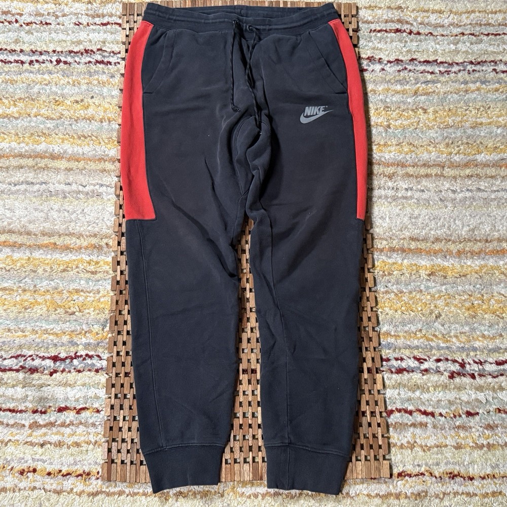 Nike Tech Fleece Joggers Sweatpants Pants Red Black Color Block Men's Large L