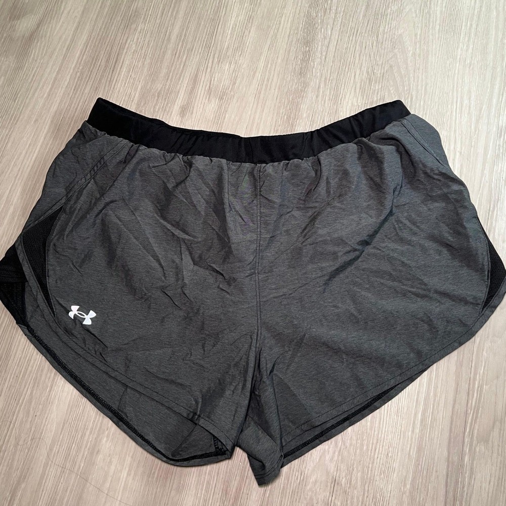 Under Armour HeatGear Running Shorts Mens XL Gray Black Mesh Loose Fit Athletic