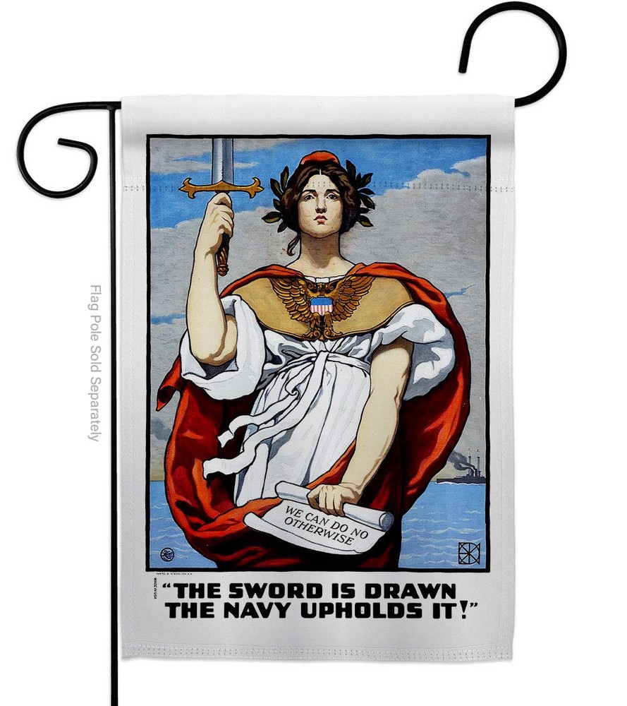 The Sword is Drawn Garden Flag Armed Forces Navy USN Seabee United State Amer...