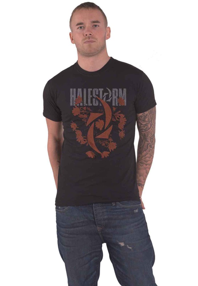 Halestorm Official Unisex Black Band Logo T-Shirt Bouquet Design