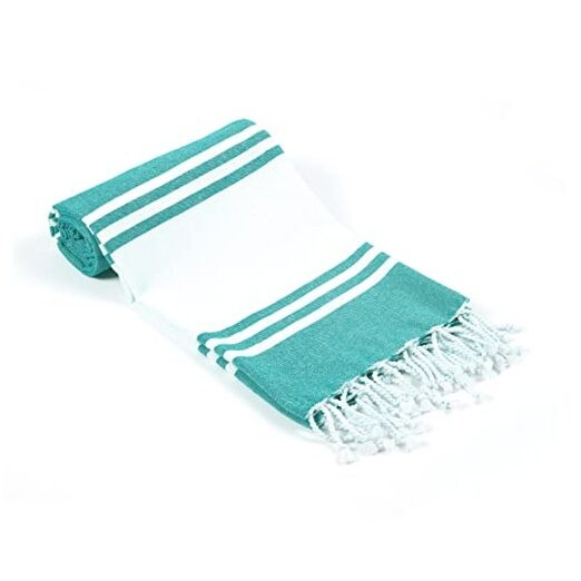 Cotton Beach Towel, Thin Camping Towel, Sand Free Beach Towel 36x71 Sea Green