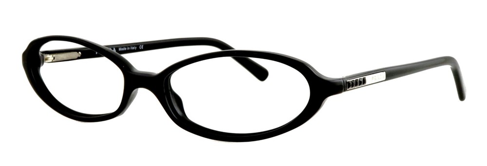 Prada VPR19G 1AB-1O1 Black 50mm Oval Cat Eye Eyeglass Frames Made in Italy