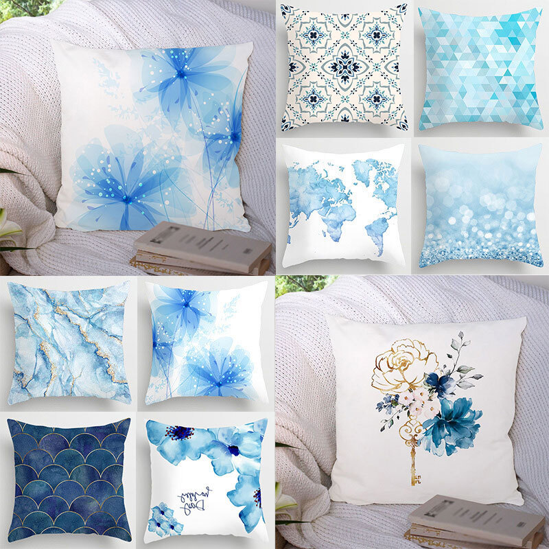 Blue Print Decorative Cushion Cover Pillowslip for Stylish Home Décor