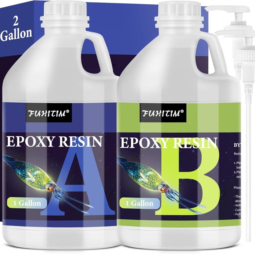 Epoxy Resin 2 Gallon Crystal Clear Epoxy Resin Kit Self-Leveling High-Glossy