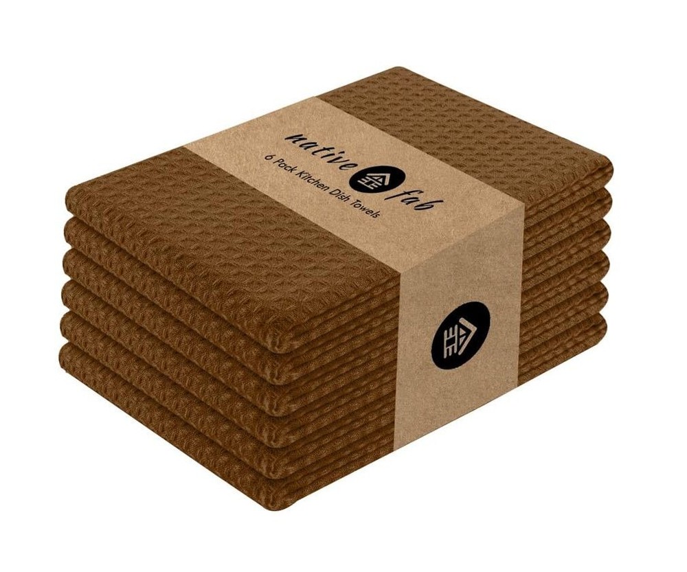 Cotton Kitchen Towel with Hanging Loop 16x26 inches, 6-Pack, Set of 6 Brown