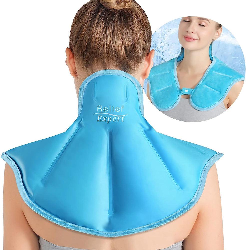 Neck & Shoulder Ice Pack with Straps, Reusable Gel Wrap for Pain Relief
