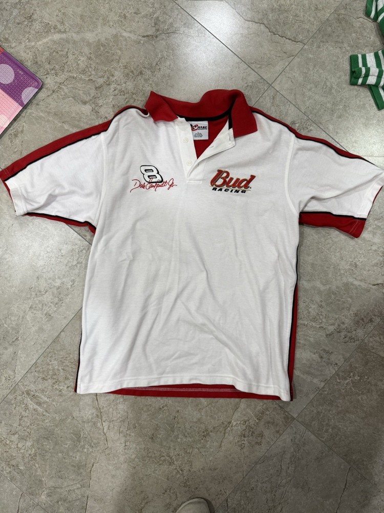 Chase Authentic Men's Polo Shirt Dale Earnhardt Jr. #8 SZ L Red/White  Budweiser