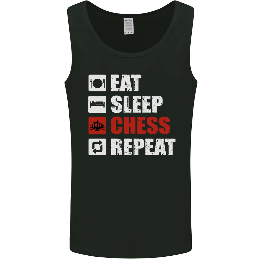 Eat Sleep Chess Repeat Player Mens Vest Tank Top