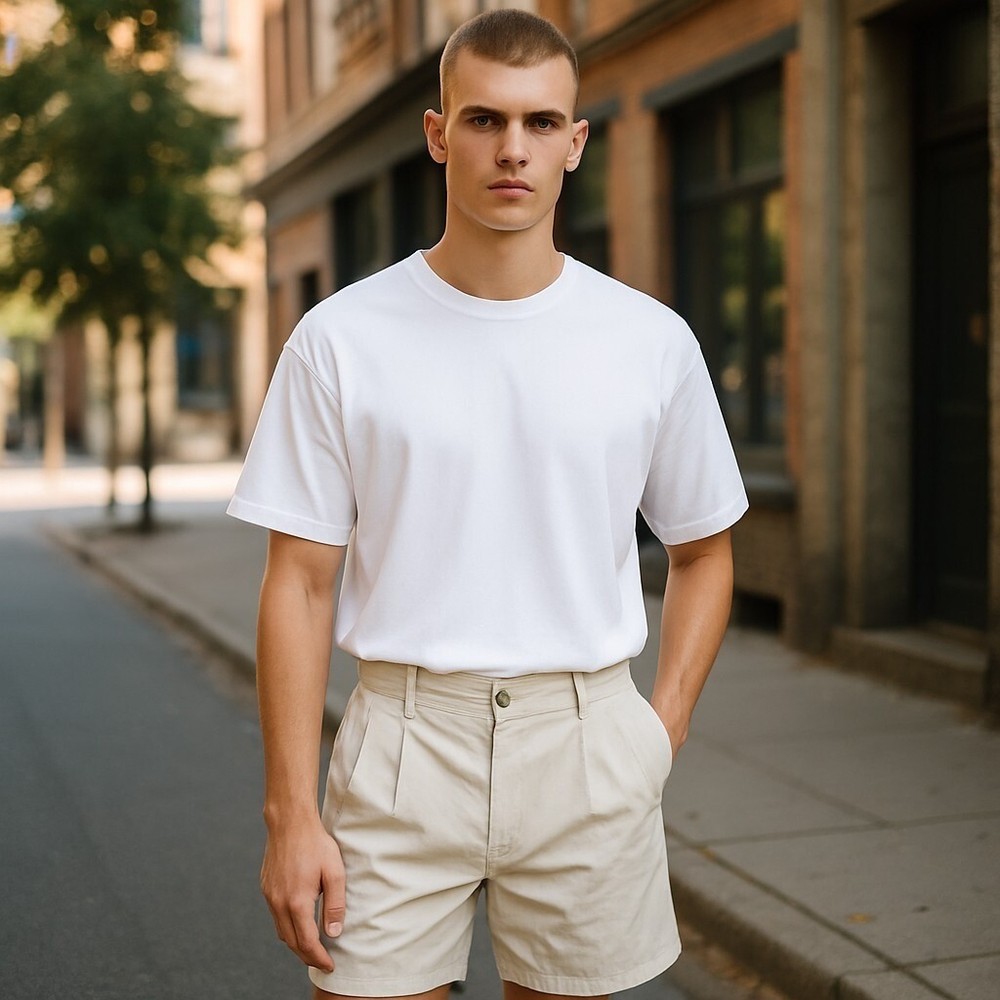 Nordstrom Wrinkle Free Chino Shorts Men's 34 Beige 100% Cotton Pleated Front