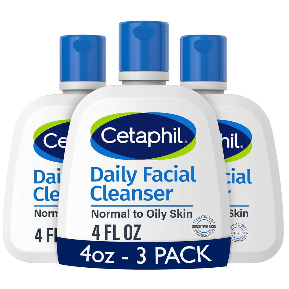 Cetaphil Daily Facial Cleanser 4 oz for Sensitive Combination Oily Skin 3 Pack