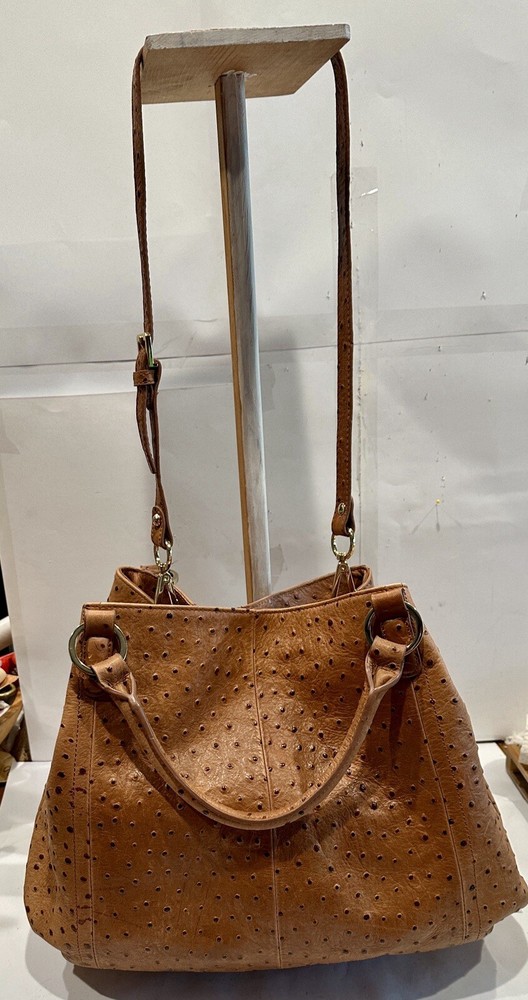 GILI Got To Love It Roma Ostrich Embossed Leather Hobo Tote 43 Large