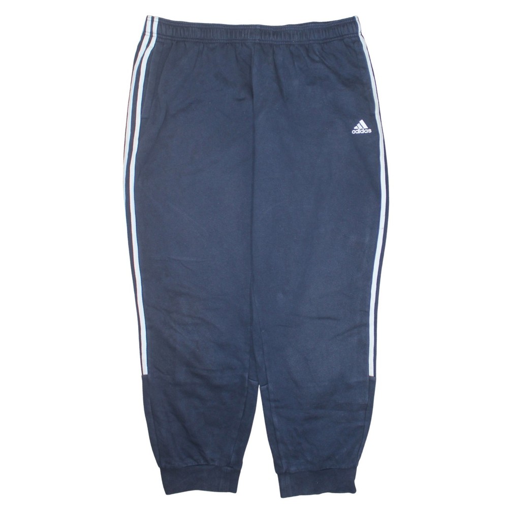 Adidas Mens Joggers Navy Blue Nylon Elastic Waist Three Stripe Cuffed Track XXL